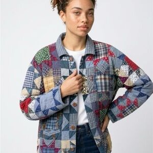 Patchwork Quilted Jean Jacket - Multicolor